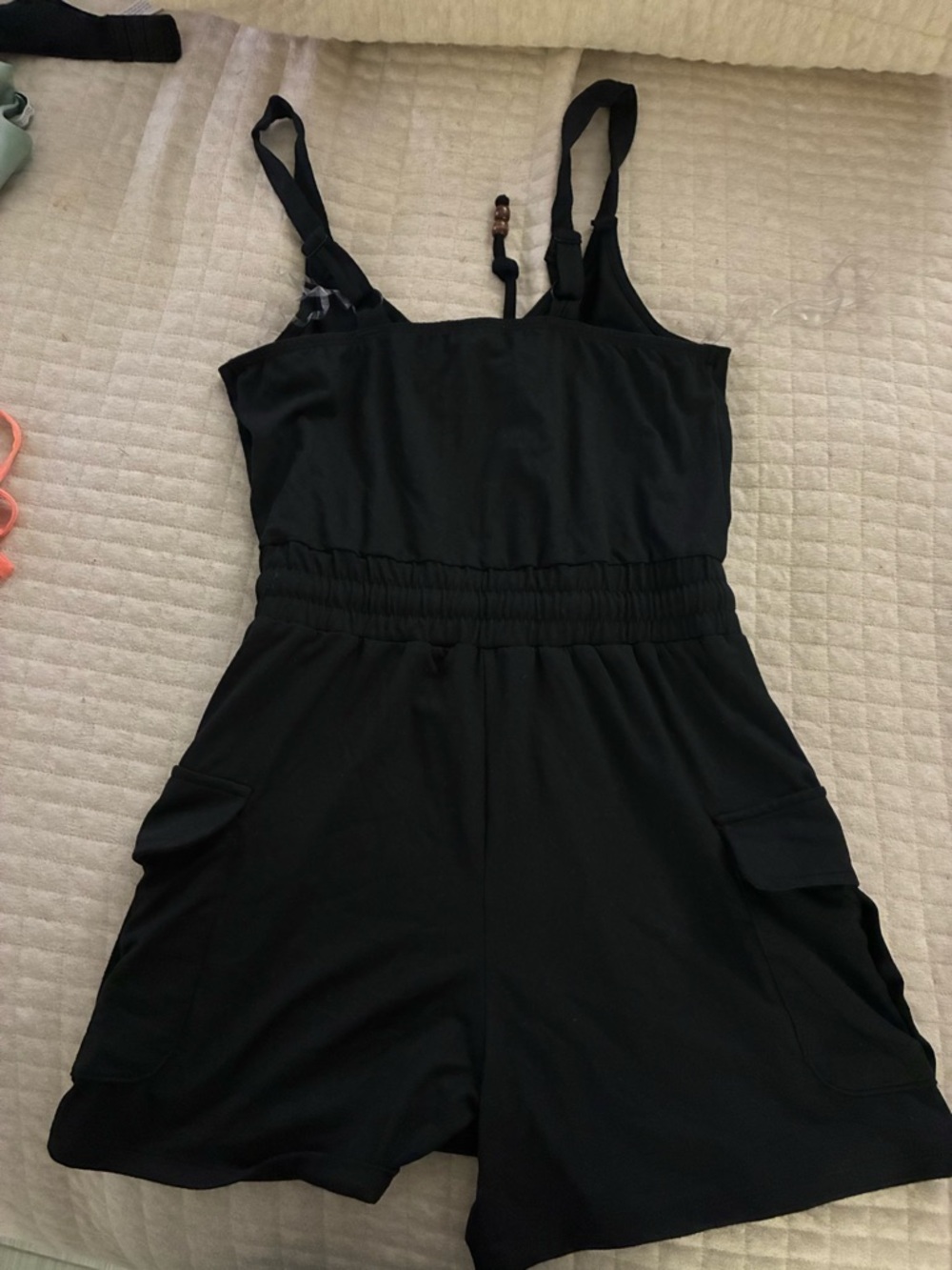 Almost Famous Black Sleeveless Romper with Cargo Pockets